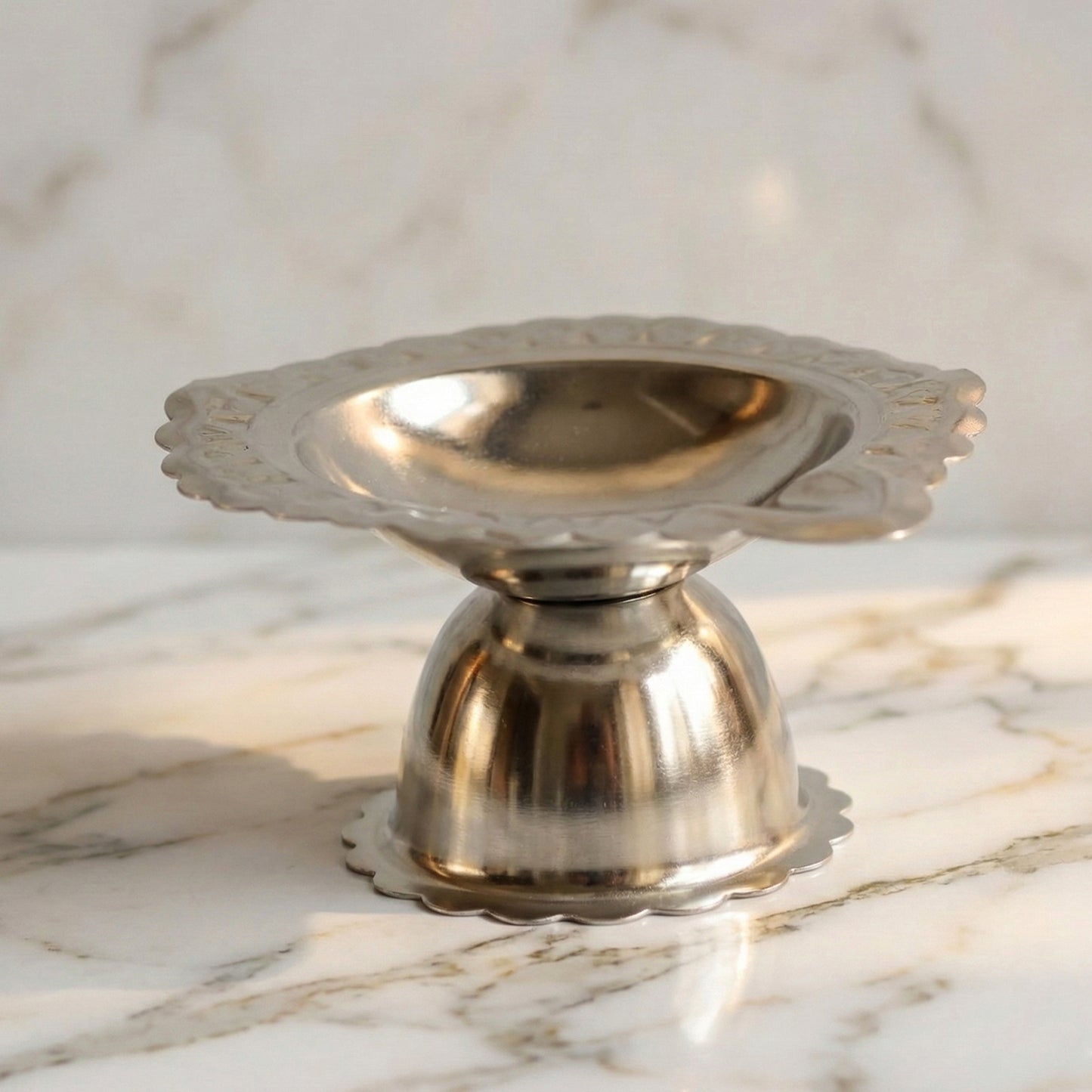 Stainless Steel Puja Diya Stand for Home Mandir - Traditional Oil Lamp (1 Pc) - Happy Price - Image 4