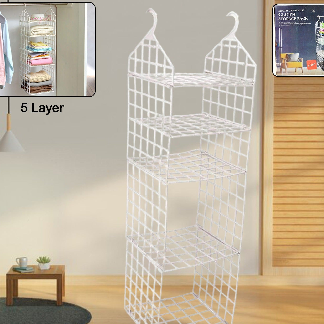 Multipurpose 5 Layer Folding Clothes Storage Rackscloset For Students Wardrobe Shelves Socks Scarf T-shirt Etchanging Organizer Storage Holders Racks - Happy Price - Image 1