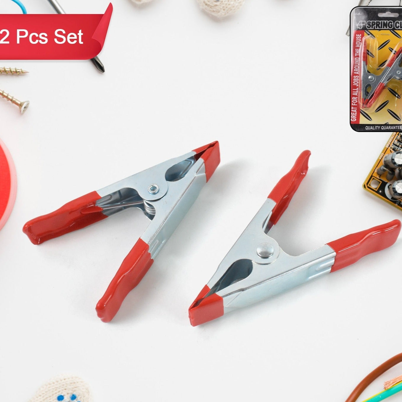 4 Inch Heavy Duty Spring Metal Spring Clamps (2 Pc Set) - Happy Price - Image 1