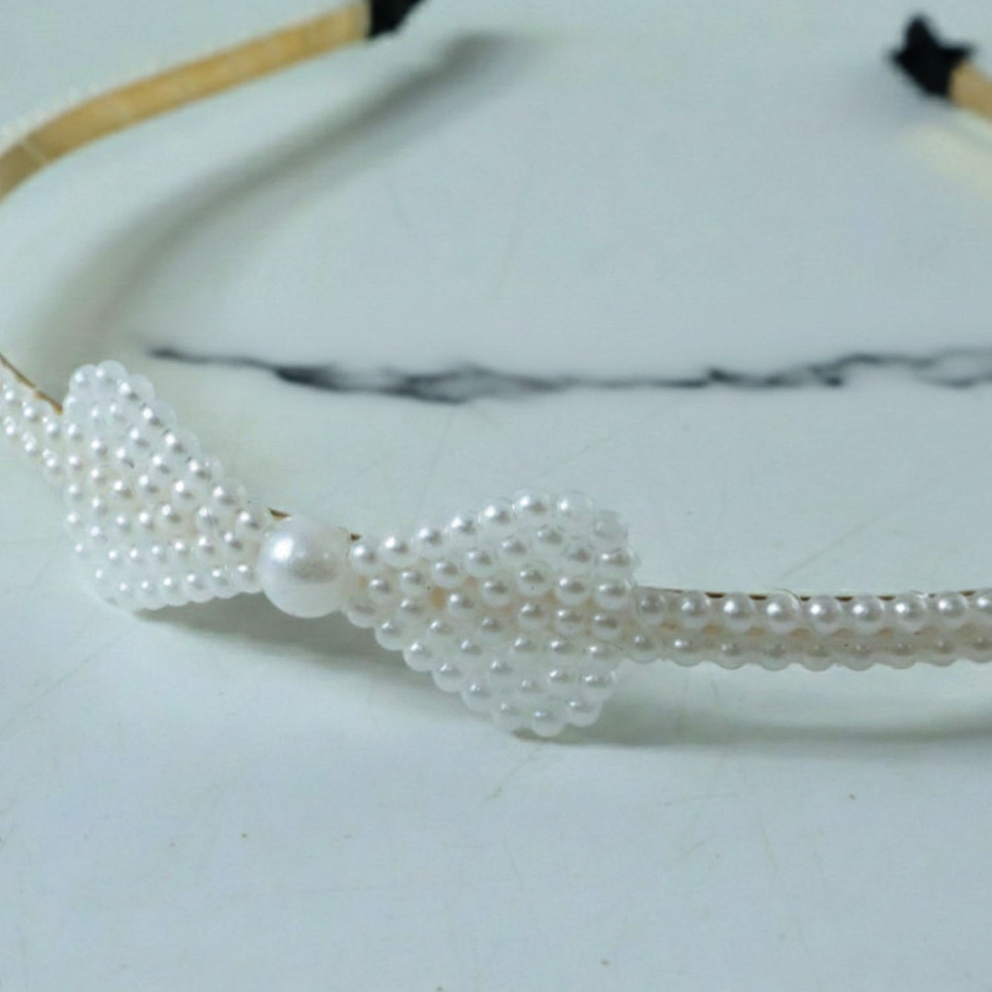 Pearl Beaded Slim Metal Hair Band for Women - 1 Pc - Happy Price - Image 3