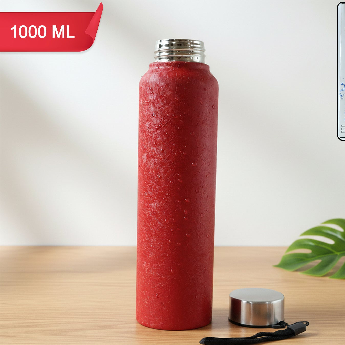 1000 ML Stainless Steel Water Bottle - Red Classic Design - Happy Price - Image 1