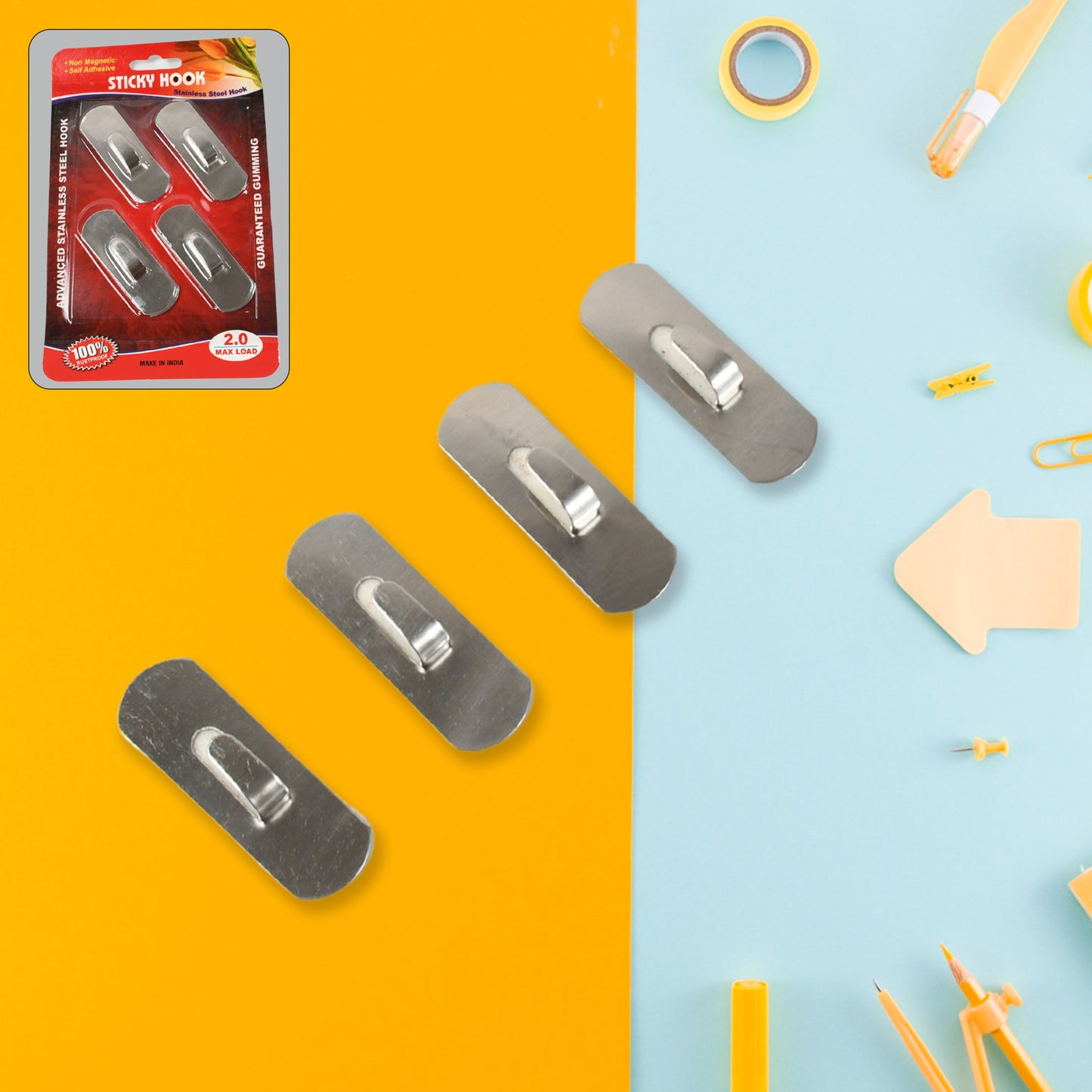 Self- Adhesive Hooks Heavy Duty Wall Hooks Hangers Stainless Steel Waterproof Sticky Hooks For Hanging Robe Coat Towel Kitchen Bathroom And. - Happy Price - Image 4