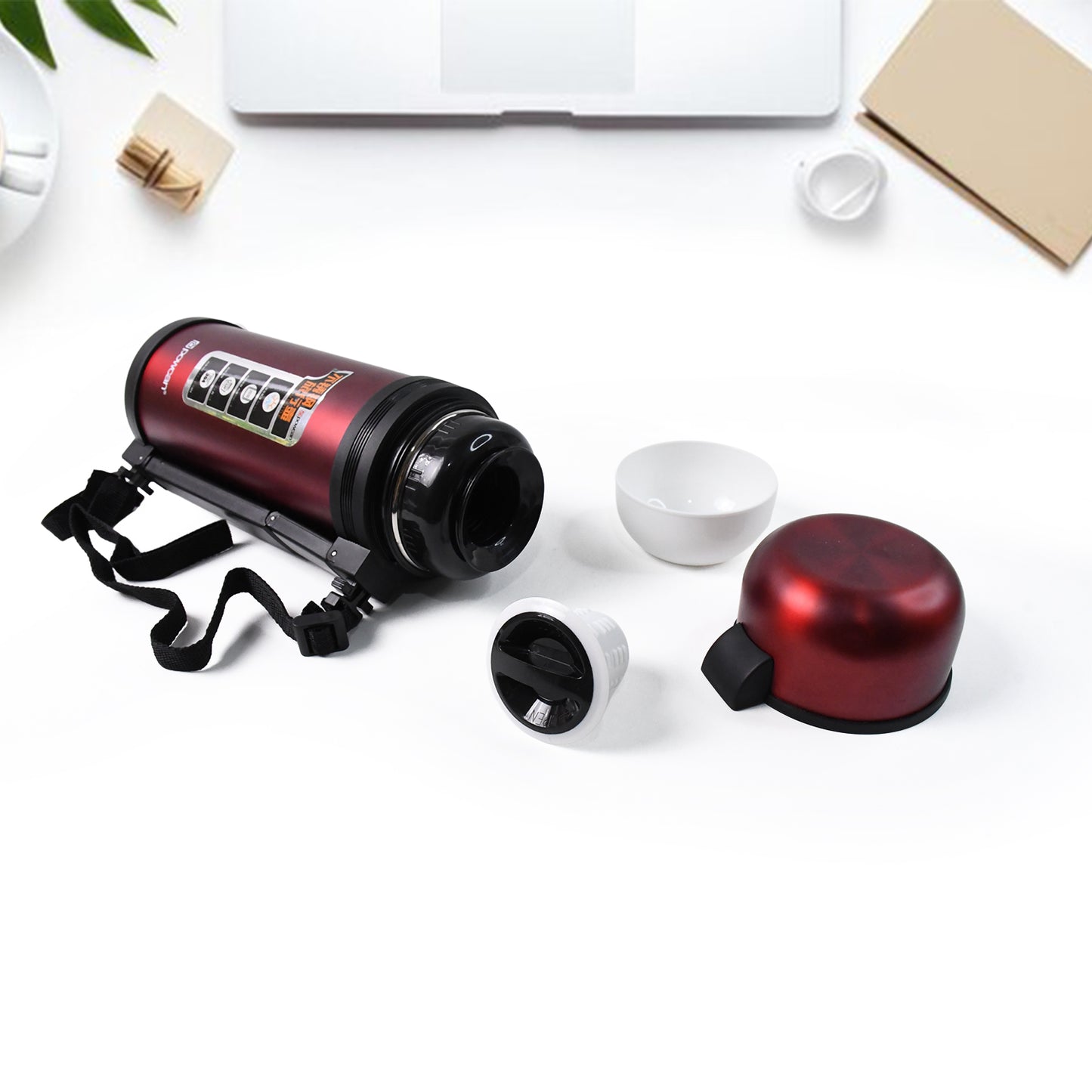 1500ml Stainless Steel Insulated Water Bottle with Straw, Handle & Strap - Happy Price - Image 4