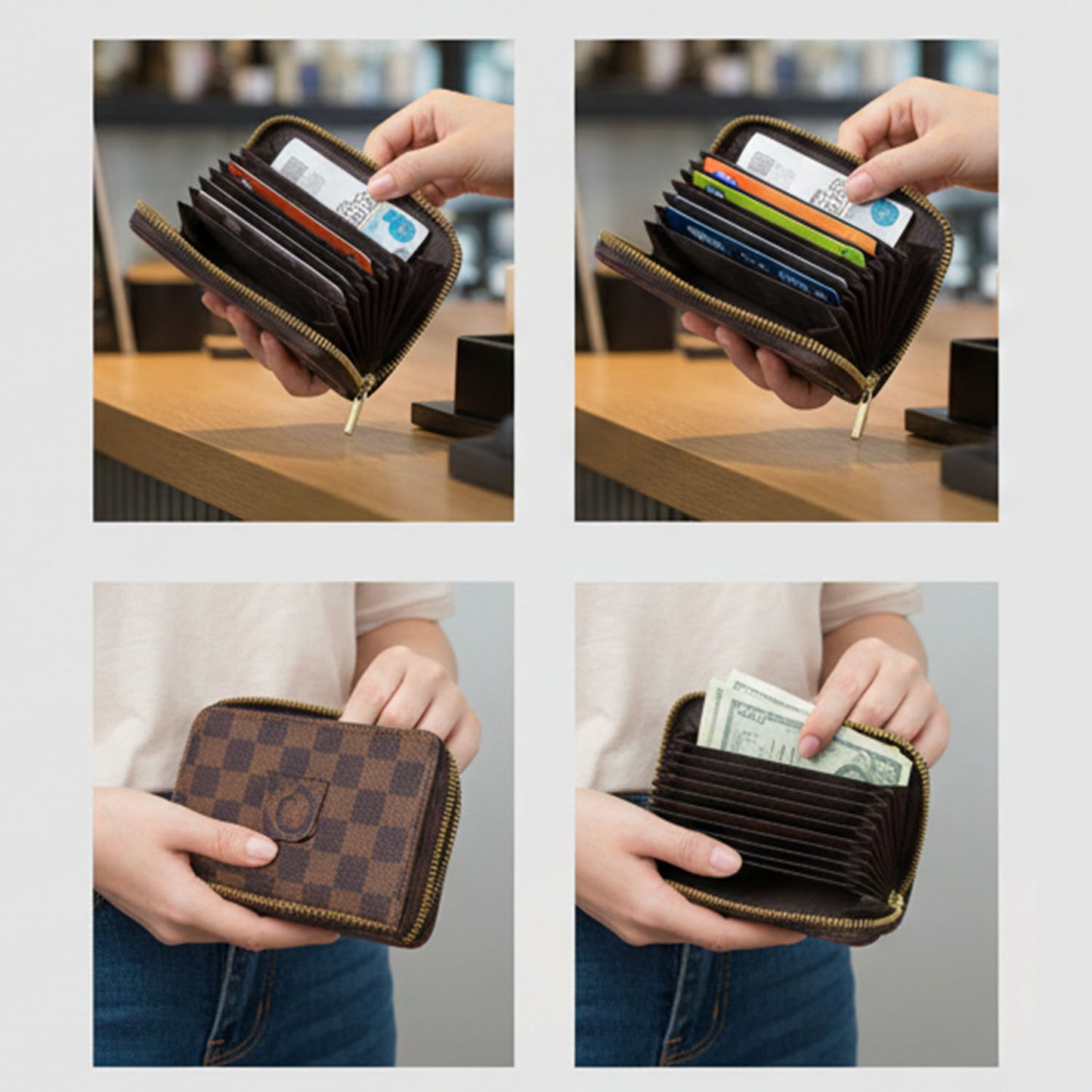 1 Pc Compact Zipper Card Holder Wallet - Multi Card Organizer Case - Happy Price - Image 6