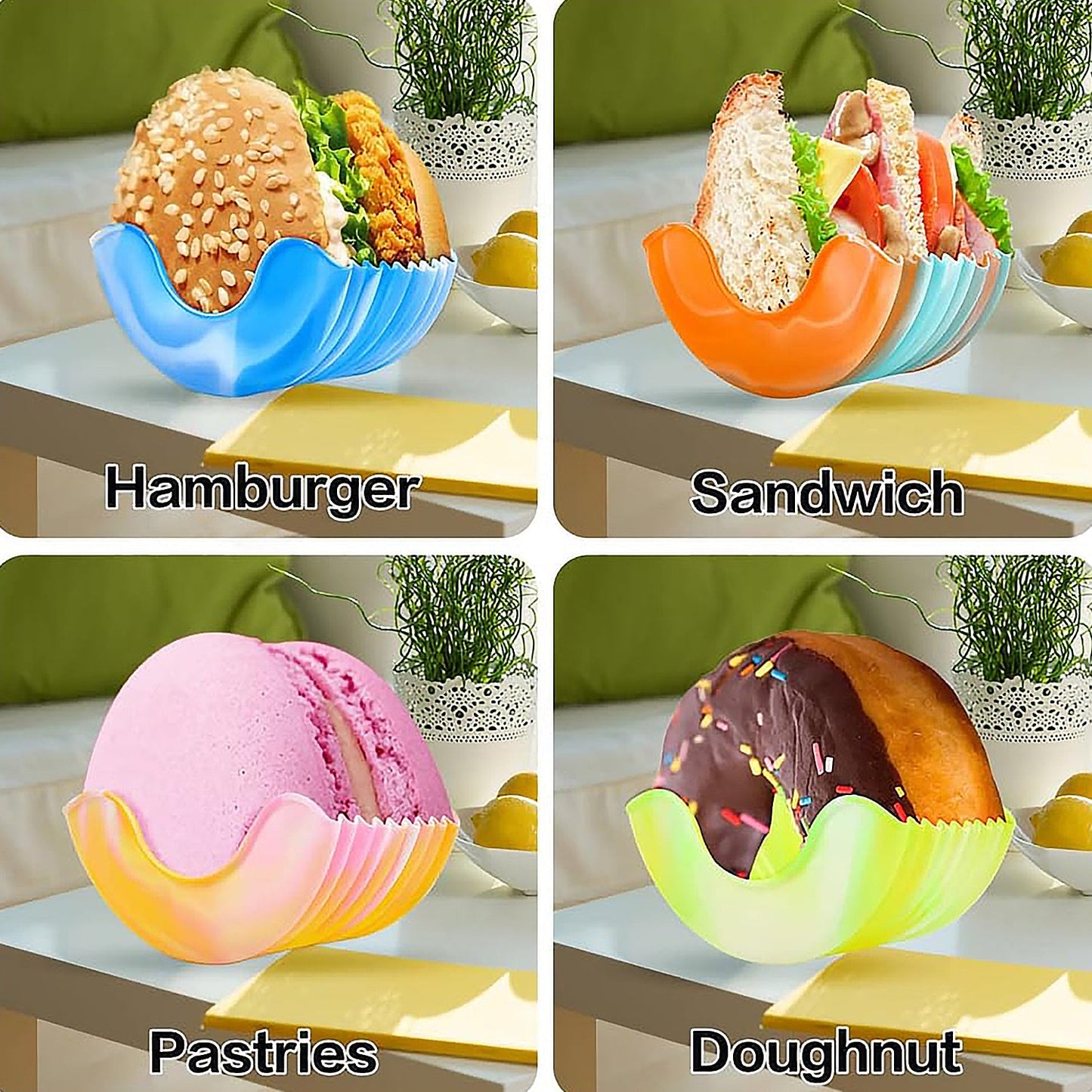 Silicone Burger Holder Snack Holder Reusable Burger Holder - Happy Price - Image 4