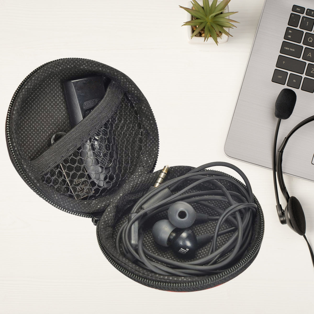 Earphone Carrying Cute Case Round Pocket Pouch For Headphone Data Cable Coins Airpods Pendrive Earphone Case Organizer Perfect Return Gift (Mix Design 1 Pc) - Happy Price - Image 2