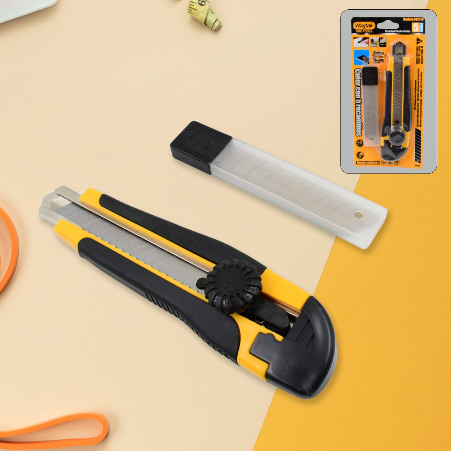 Utility Cutter Knife Set with 4 Spare Blades - Heavy Duty Craft Tool - Happy Price - Image 6