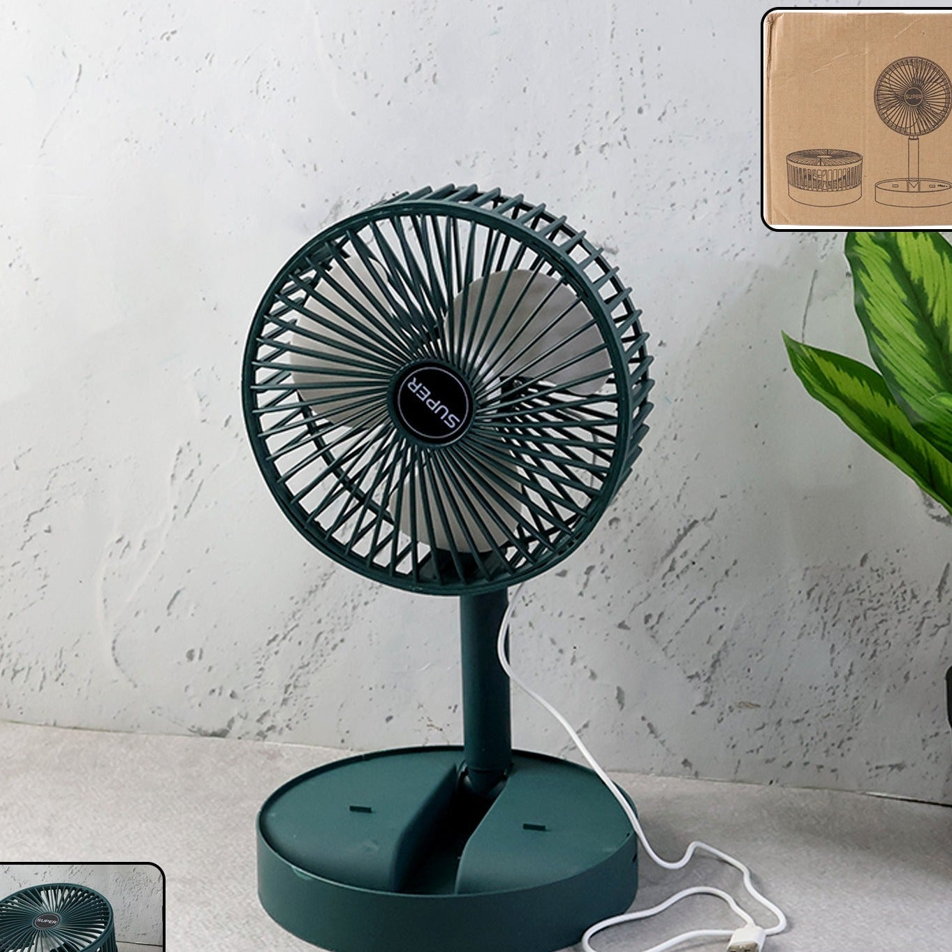 Foldable USB Desk Fan - Portable, Adjustable Height, Quiet Operation (1 Pc) - Happy Price - Image 1