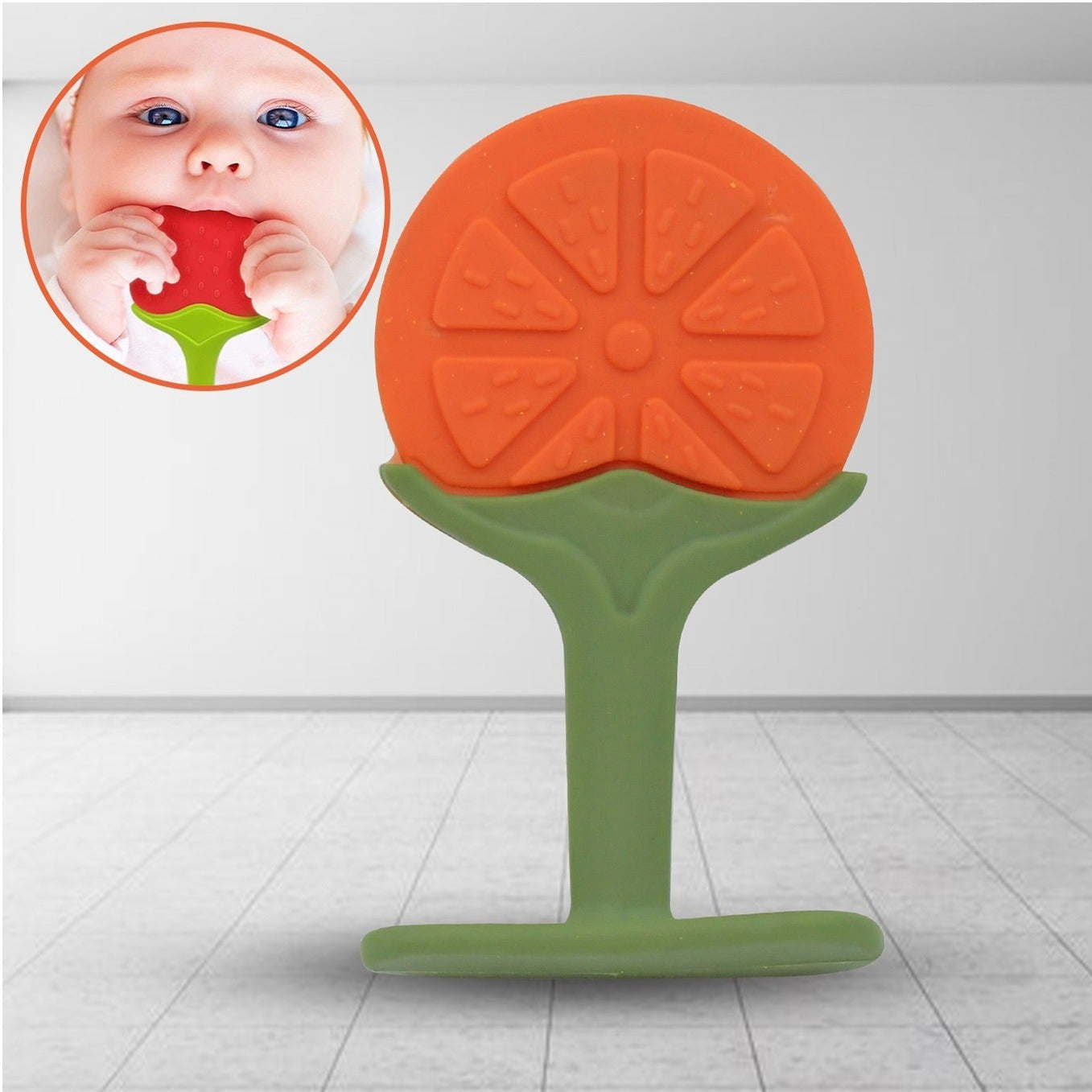 Baby Silicone Teether Fruit Teether For Toddlers100 Food Grade Silicone Teether Non-toxic Latex Free Suitable For Kids Above 3 Months (1 Pc ) - Happy Price - Image 1
