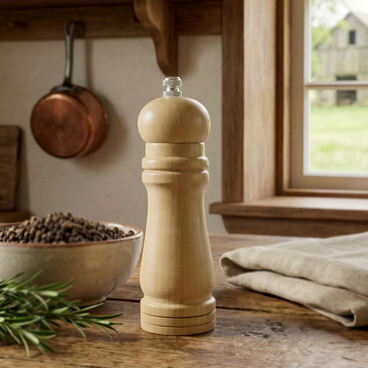 Classic Wooden Manual Pepper Grinder Mill (1 Pc) - Adjustable Coarseness for Fresh Spices - Happy Price - Image 6