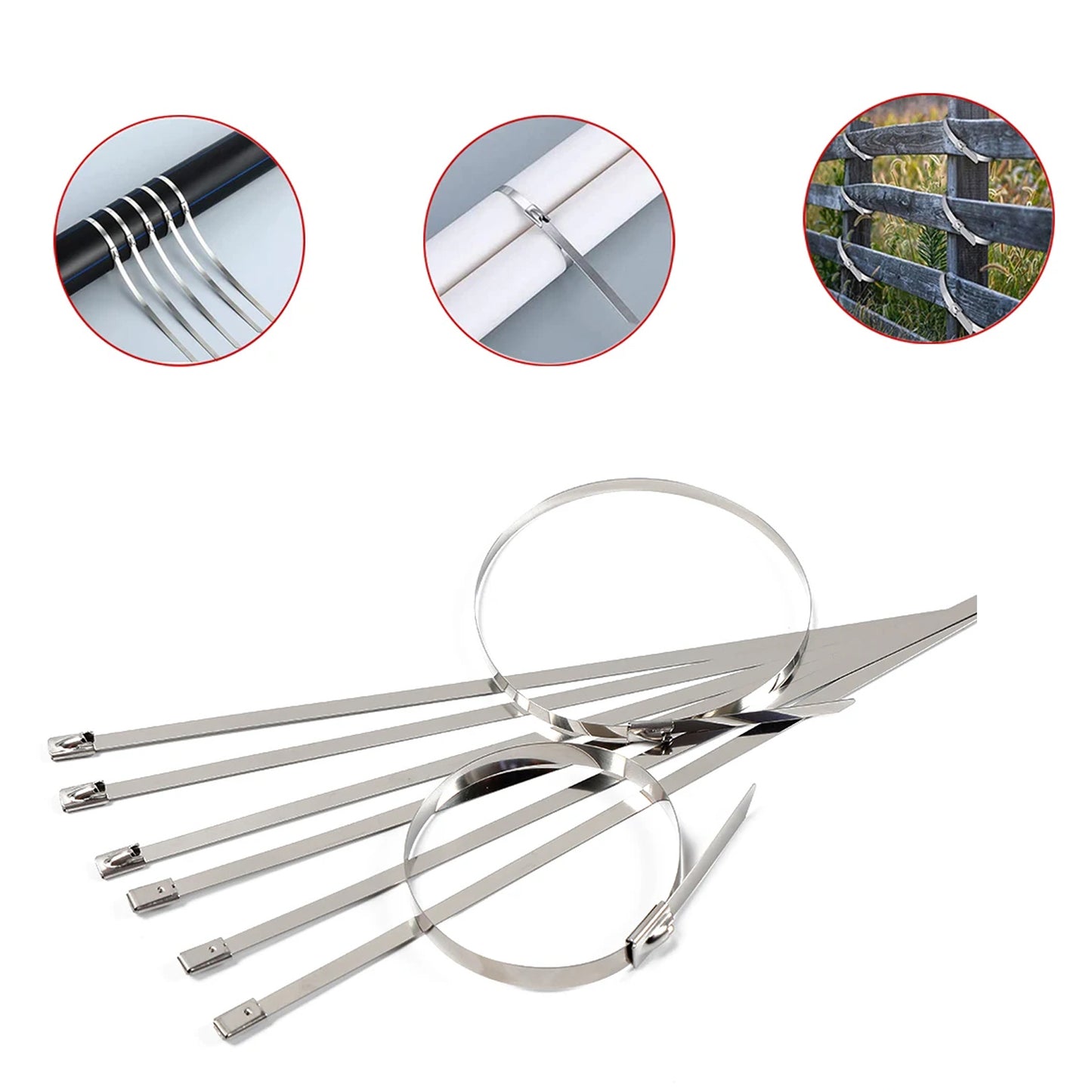 Stainless Steel Cable Tie Used For Solar Industrial And Home Improvement Multipurpose High Strength Self-locking Zip Ties Multi-purpose Tie Portable Rustproof 100pcs Wide Application Zip Tie Set For Building ( 4.6x200mm 4.6x100mm 100 Pcs Set) - Happy Price - Image 4