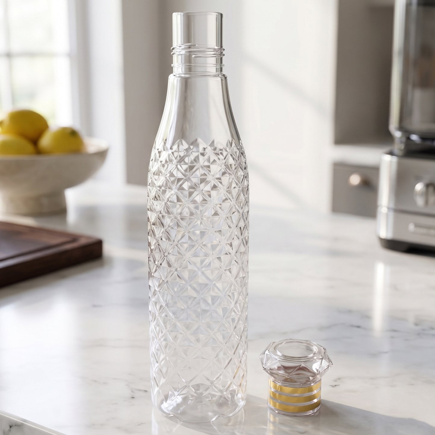 Set of 6 Transparent Water Bottles, 1000 ML Each, Textured Design - Great Price - Image 3