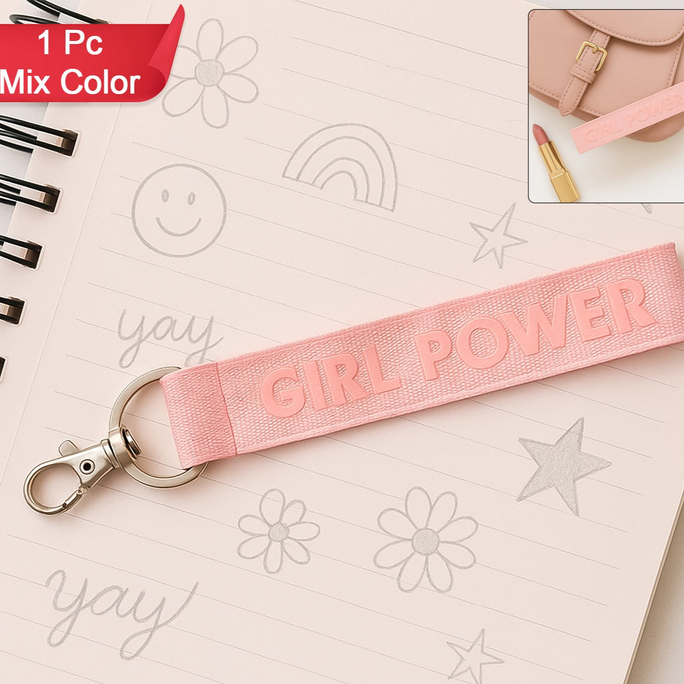 Fabric Ribbon Keychain (1 Pc Mix Color) - Happy Price - Image 1