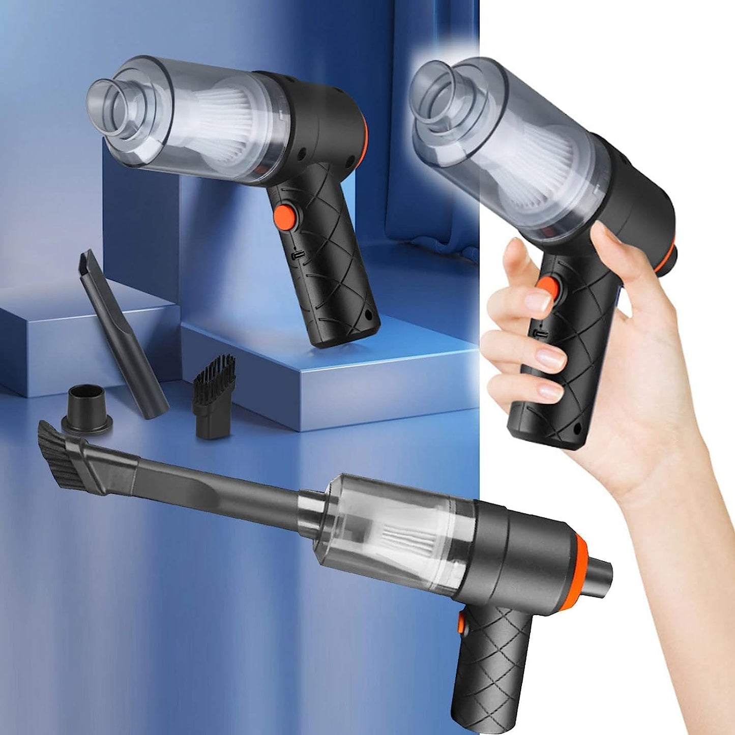 0390 Vacuum Cleaner Dust Collection 2 In 1 Car Vacuum Cleaner High-power Handheld Wireless Vacuum Cleaner Home Car Dual-use Portable Usb Rechargeable Mini Car Vacuum For Vehicle Home And Office - Happy Price - Image 2