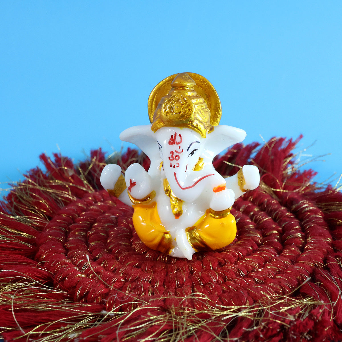 Lord Ganesha Idol - Decorative Ganpati Murti with Golden Crown (1 Pc) - Happy Price - Image 4