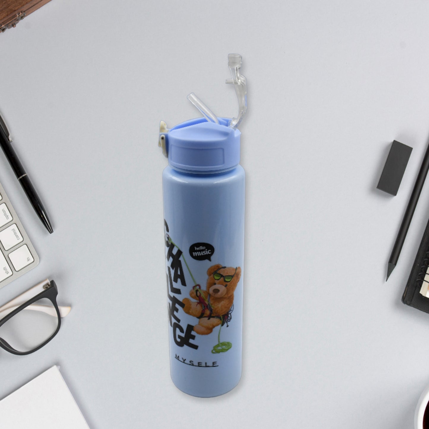 Plastic Water Bottle 3pc Set3 Different Size Bottle High Quality Water Bottle Plastic Water Bottle Bpa-free Leak-proof Cartoon Printed Design For Kids School For Fridge Office Sports School Gym Yoga (3 Pc Set) - Happy Price - Image 5
