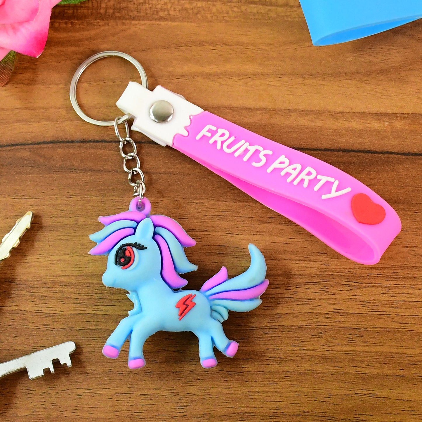 Cute Cartoon Unicorn Keychain With Silicone Strap (1 Pc) - Happy Price - Image 2