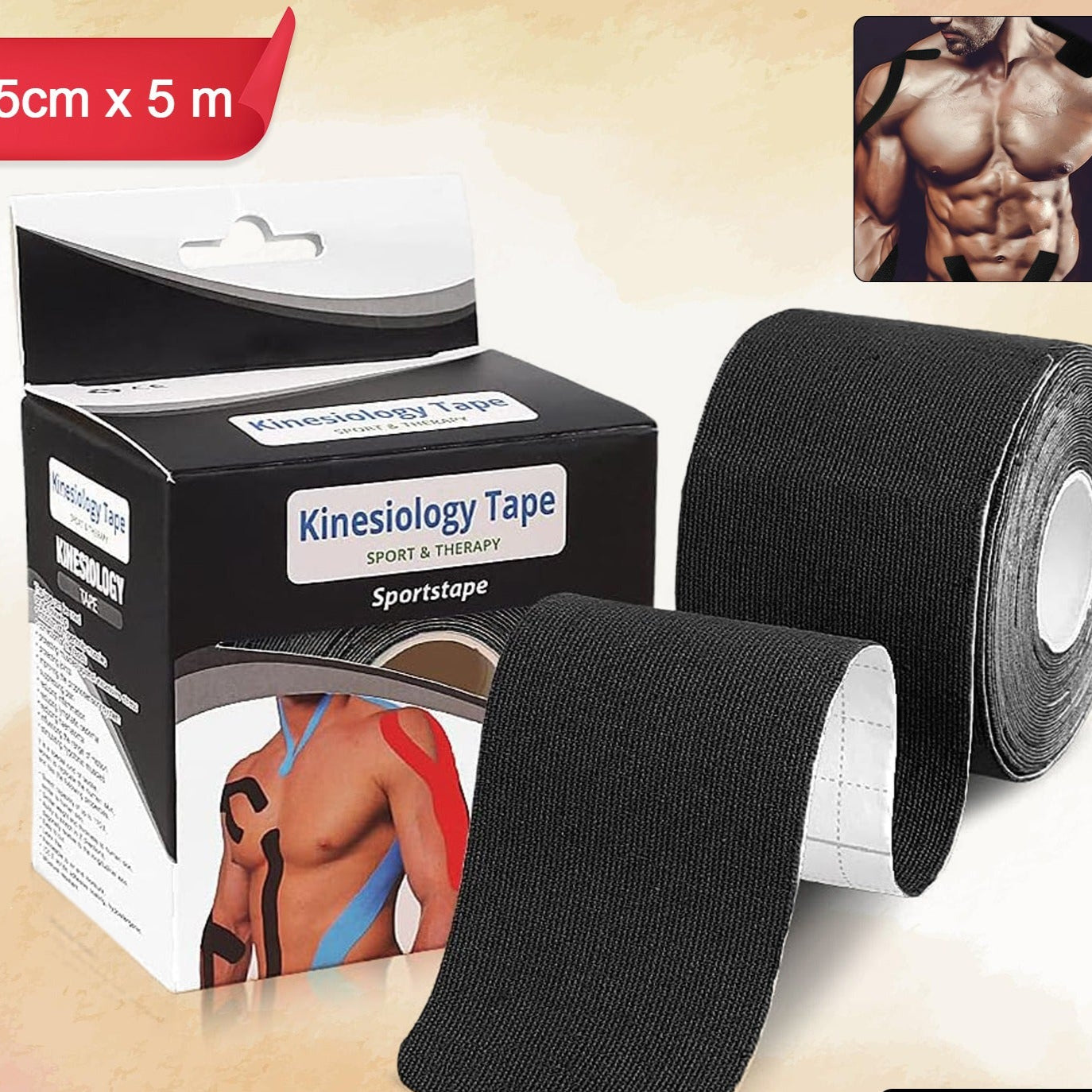 Kinesiology Tape For Physiotherapy Tape For Sports Injury Pain Relief (5 Cm X 5m 1 Pc) - Happy Price - Image 1