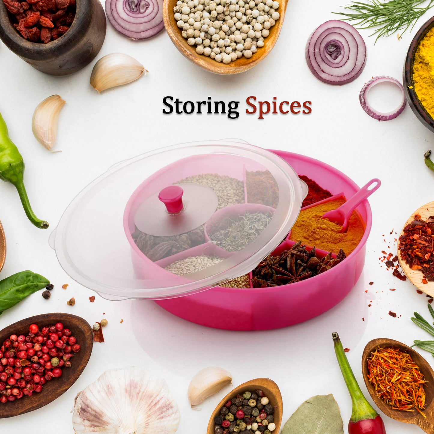 Multipurpose Dry-fruit And Masala Box With Single Spoon. - Happy Price - Image 3