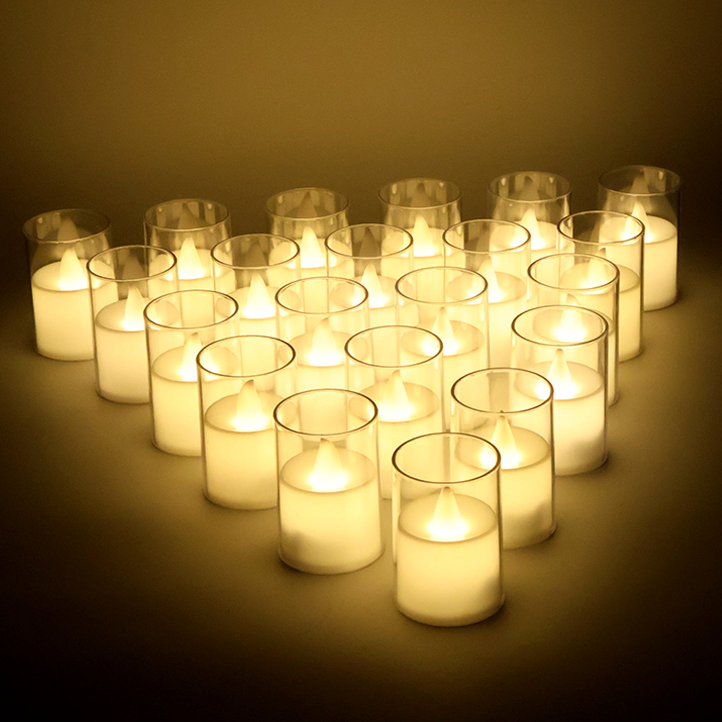 24 Pc Flameless LED Tealight Candles with Glass Holders - Smokeless & Safe Decorative Lights - Happy Price - Image 5
