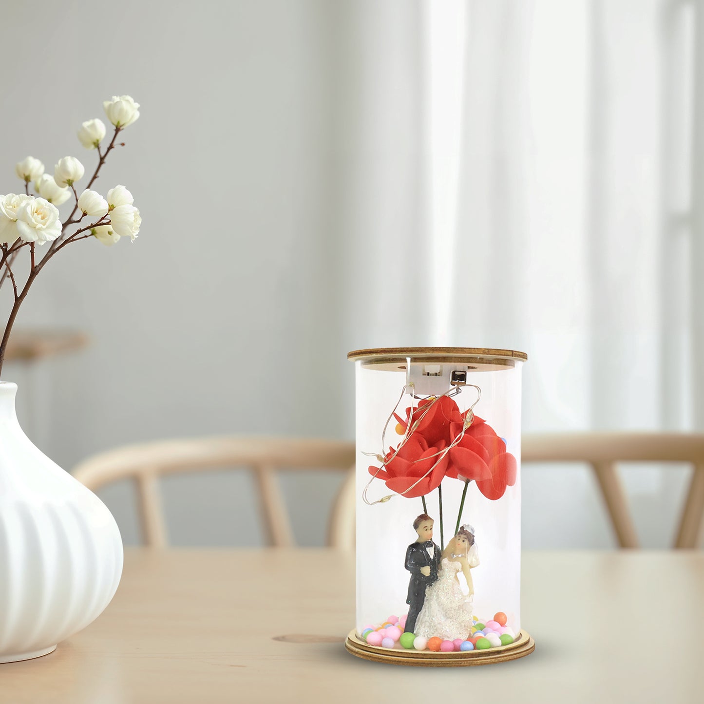 Wedding Couple With Led Rose Lamp (1 Pc)