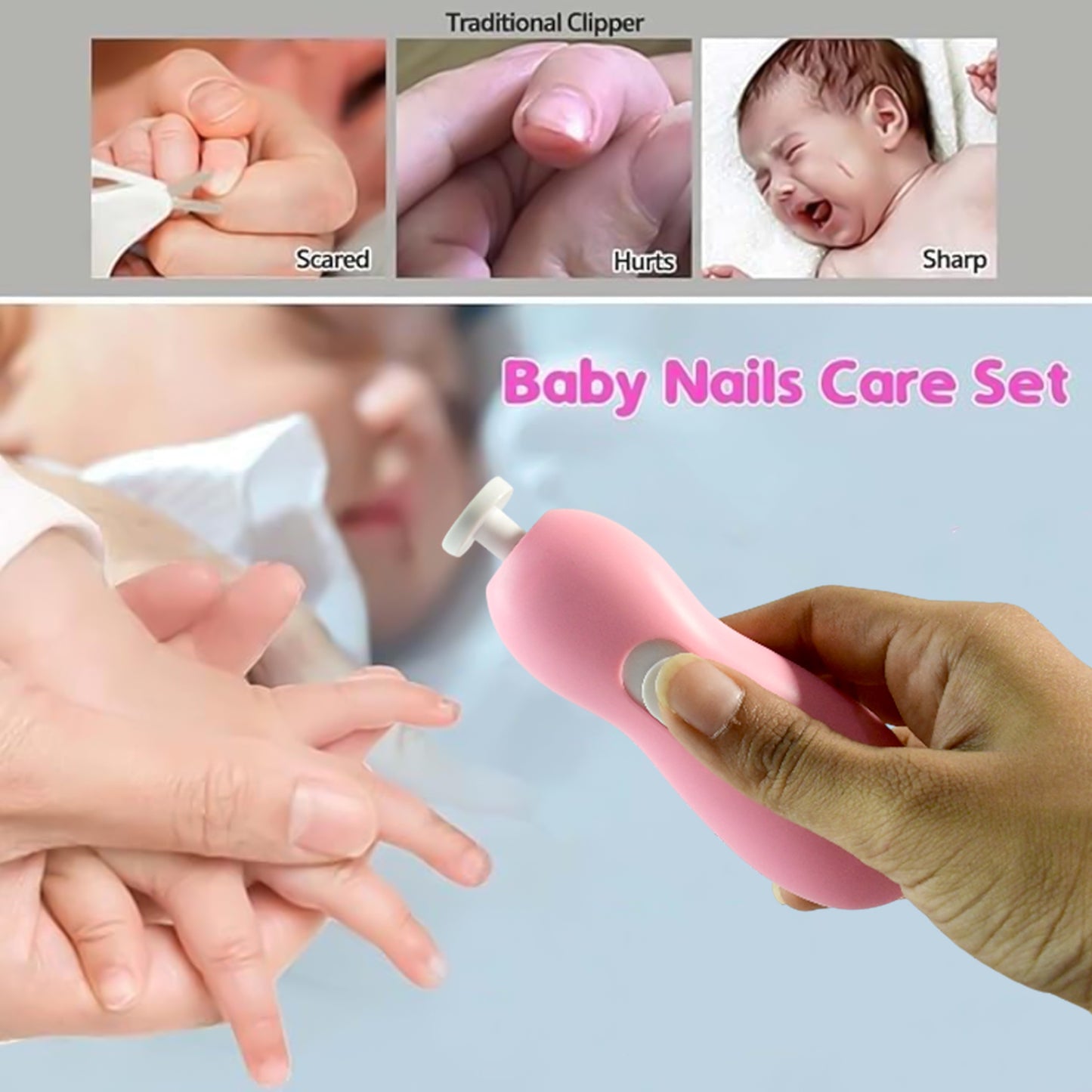 Gentle Electric Baby Nail Trimmer & Manicure Set - 6 Grinding Heads for Infant Care - Happy Price - Image 4