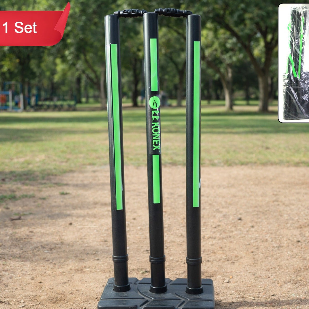 Cricket Stump Set with Heavy Base Stand - 1 Set - Happy Price - Image 1