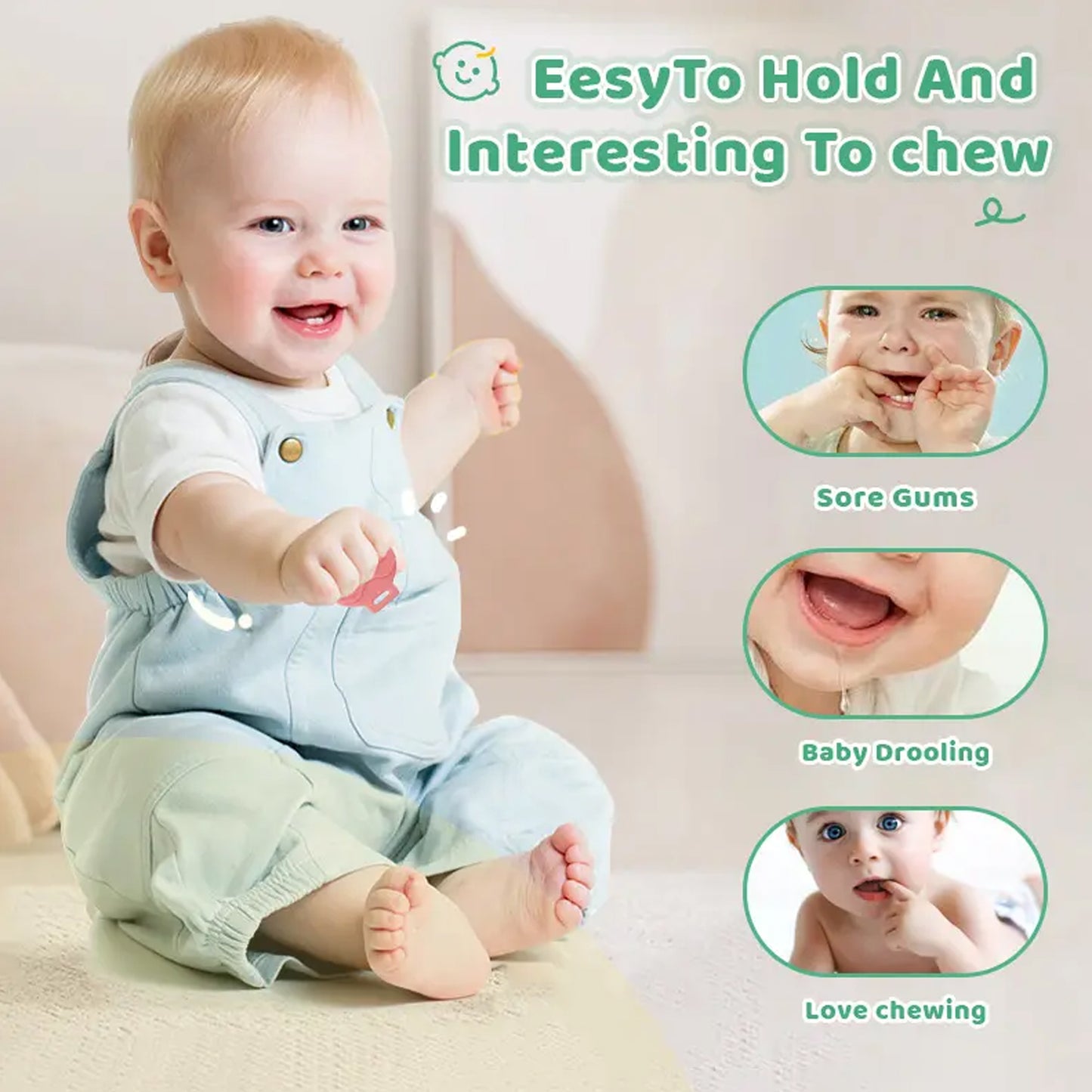 Silicone Baby Teether Pack Of 1 (Mix Design Color) - Happy Price - Image 4