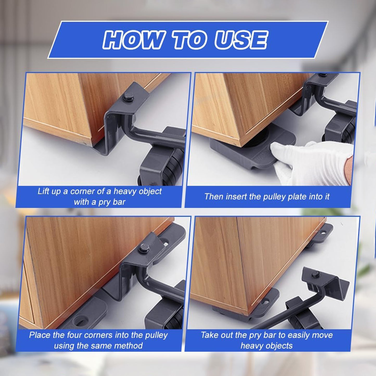 5 Piece Furniture Moving Tool Kit with Lifter and 360° Sliders - Happy Price - Image 4