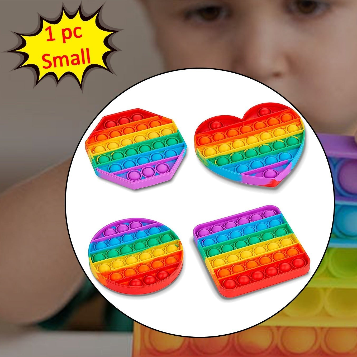 Mix Pattern Rainbow Color Push Pop Bubble Fidget Sensory Toy (Only 1pc) - Happy Price - Image 1
