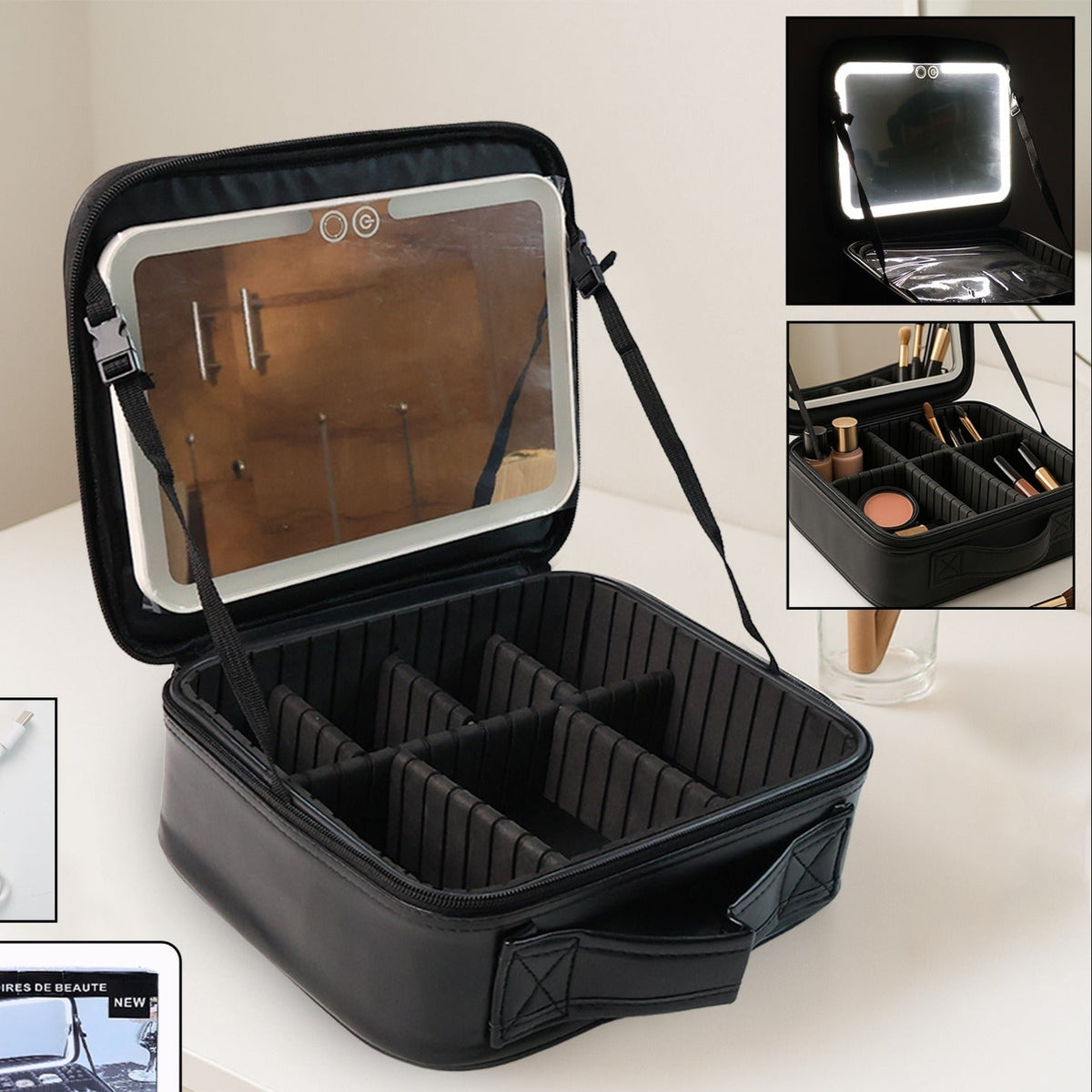 Black Premium Led Light Makeup Organizer Box (1 Pc) - Happy Price - Image 1