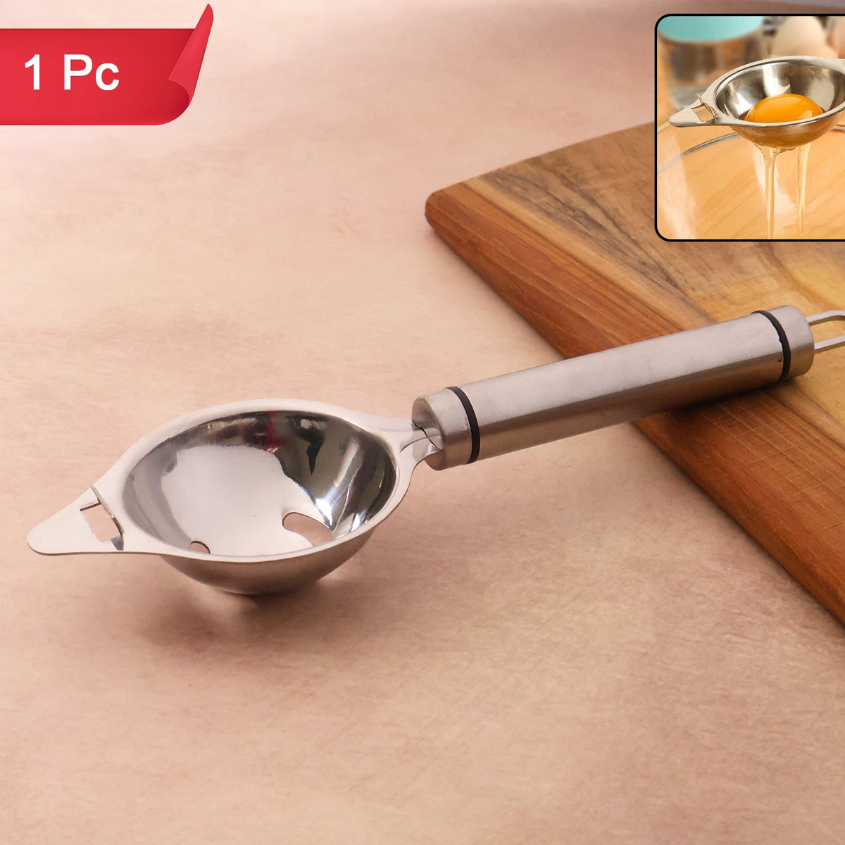 Durable Stainless Steel Egg Separator Tool (1 Pc) for Kitchen - Happy Price - Image 1