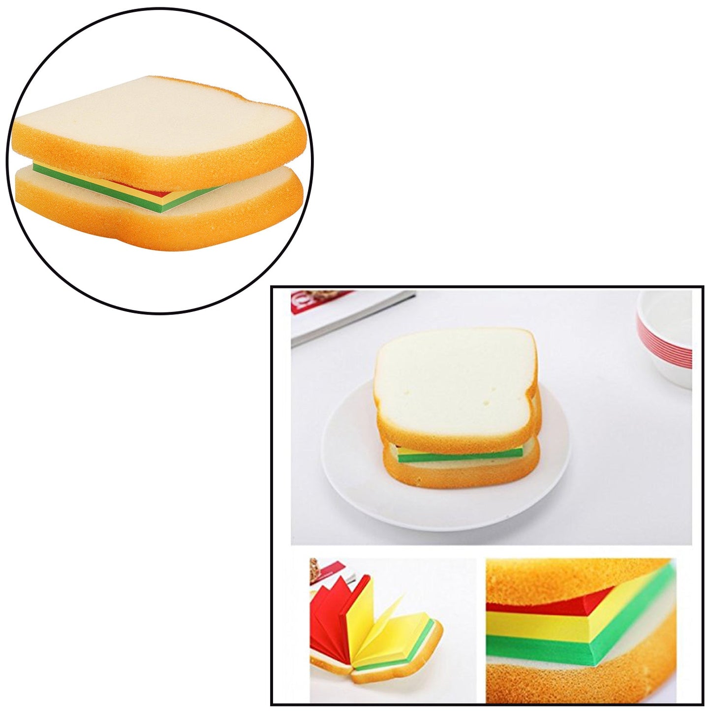 Sandwich Shaped Notepad Sticky Notes Memo Pads Unique Mini Notes (Multicolor) - Happy Price - Image 3