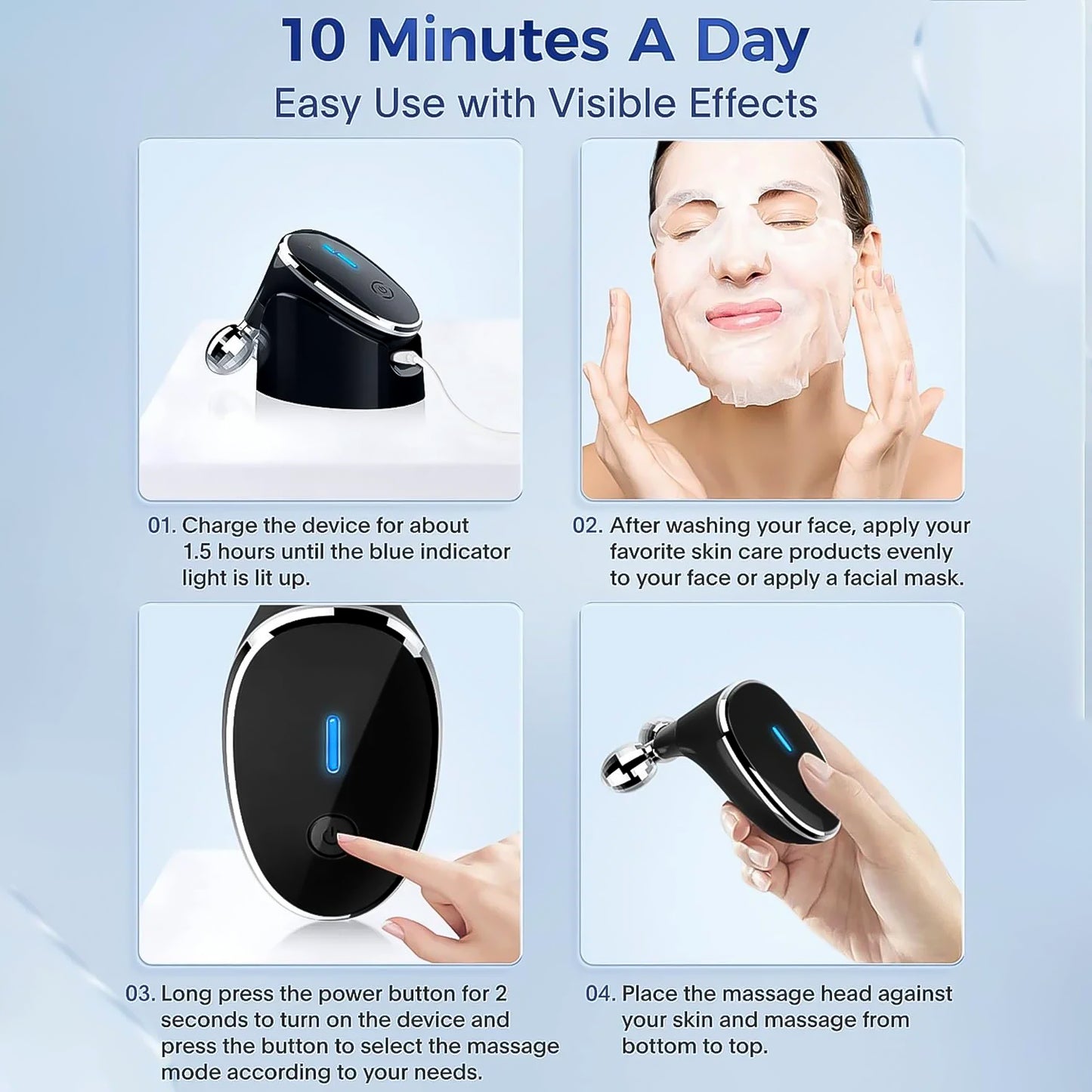 Microcurrent- Facial- Device Micro Current Face Massager Roller (1 Pc) - Happy Price - Image 5
