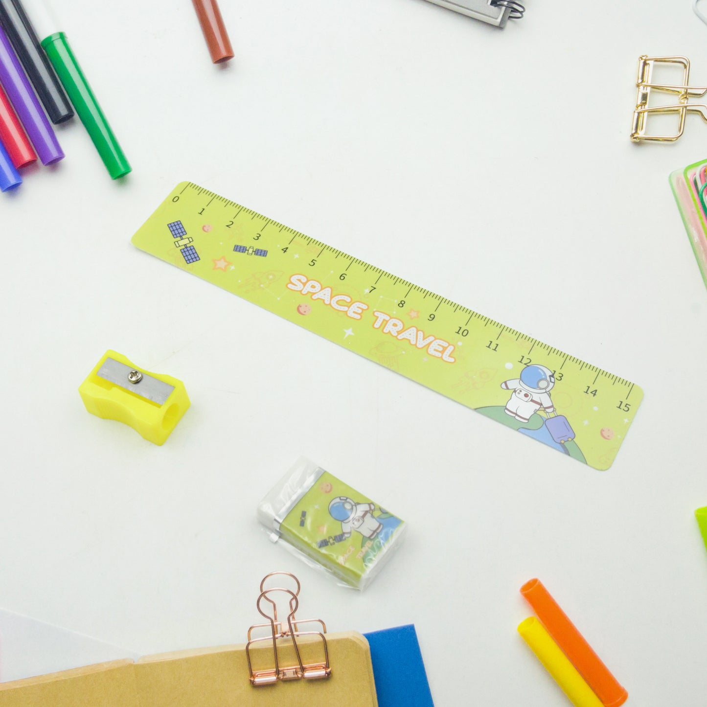 Wooden Pencil Set Stationary Set 5 In 1 Items Educational Item For School Going Kids Stationary Set For Girls Boysstationary For Schoolgift Pack For Girls Kidsbirthday Gift Kids (5 Pc Set - Happy Price - Image 3