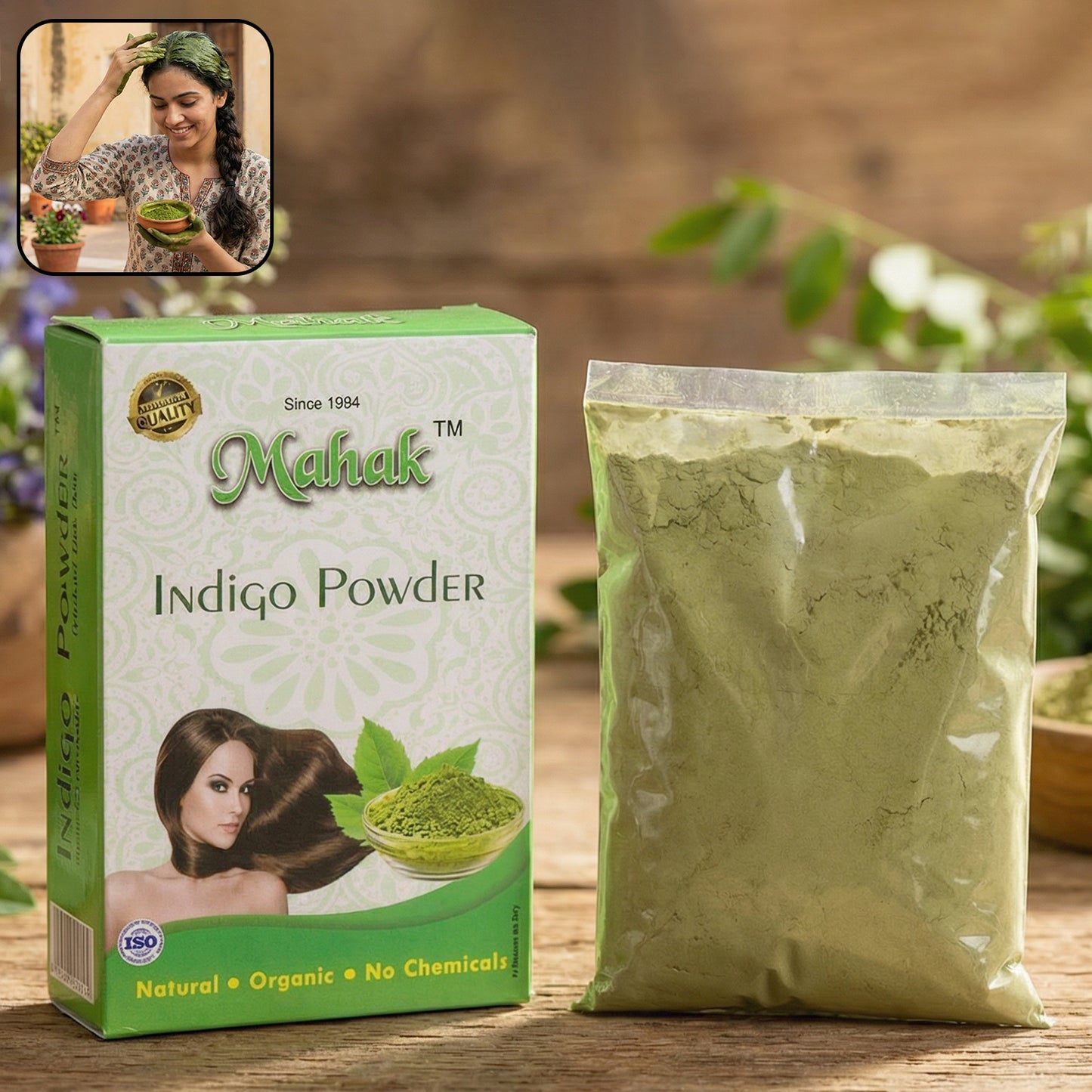 Natural Indigo Powder for Hair Colouring & Care - 80 gm - Happy Price - Image 2