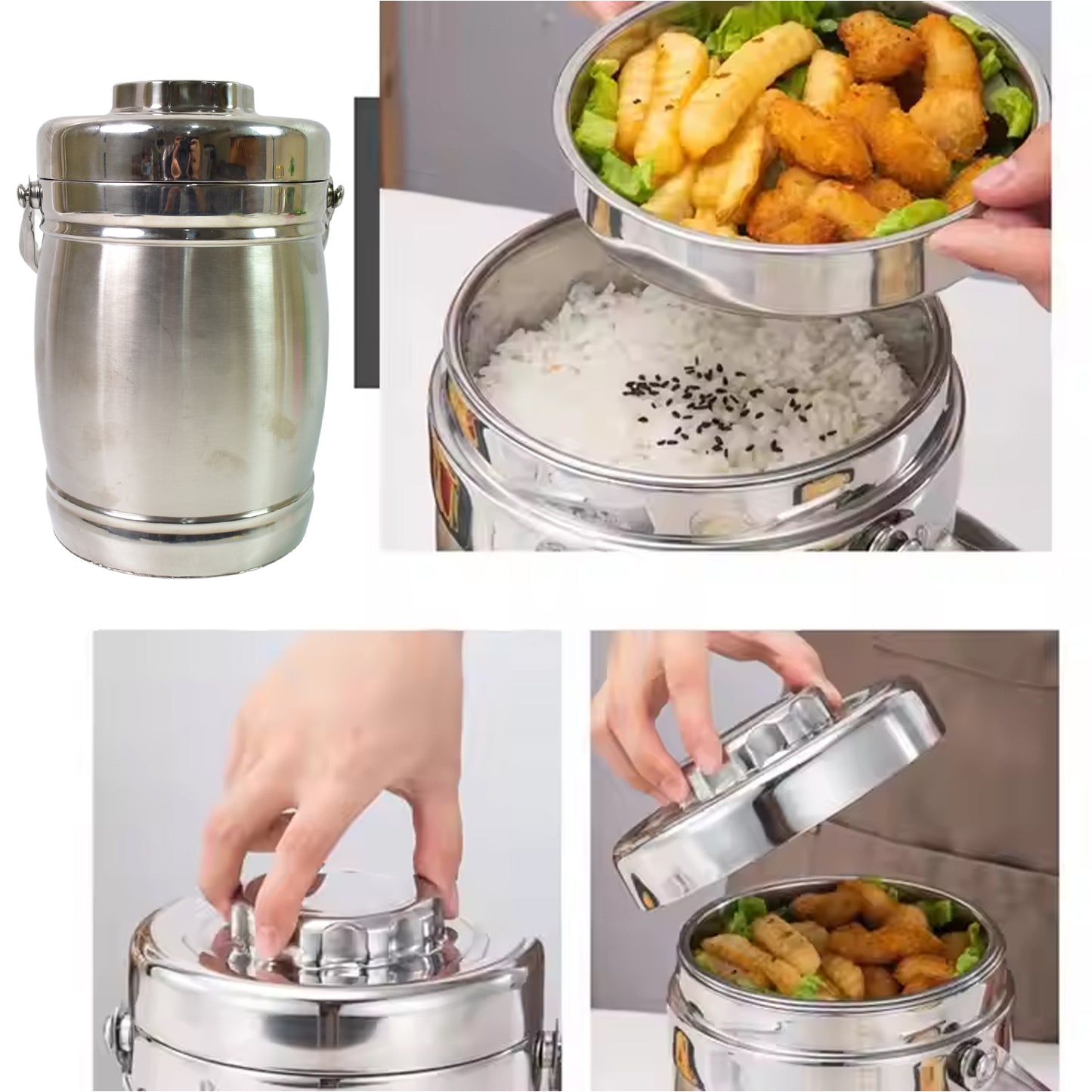Stainless Steel Lunch Box Insulated Lunch Box Double Vacuumlayer (2.2 Ltr.) - Happy Price - Image 5