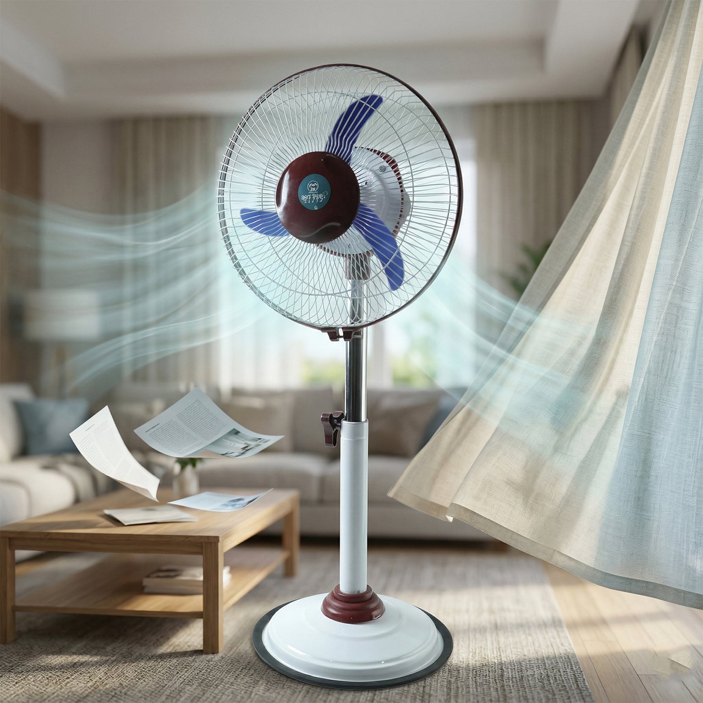 12V Rechargeable Pedestal Fan with LED Light - Portable AC/DC Cooling Fan - Great Price - Image 3