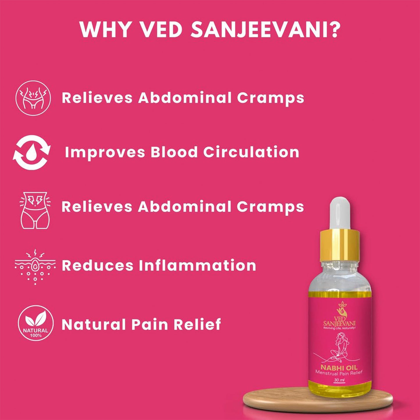 Ved Sanjeevani Nabhi Oil For Menstrual Pain Relief (30ml 1 Pc) - Happy Price - Image 5