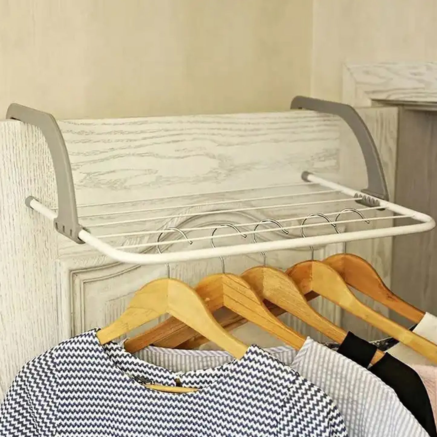Metal Steel Folding Drying Rack For Clothes Balcony Laundry Hanger For Small Clothes Drying Hanger Metal Clothes Drying Stand Socks And Plant Storage Holder Outdoor Indoor Clothes-towel Drying Rack Hanging On The Door Bathroom - Happy Price - Image 2