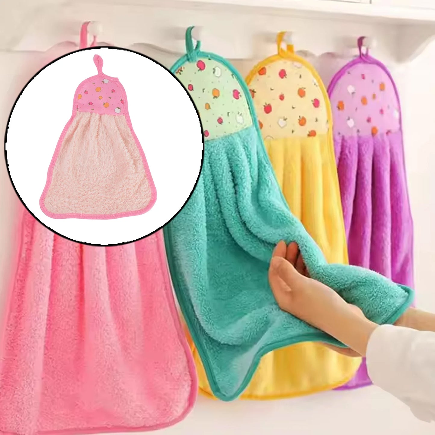 Absorbent Microfiber Hanging Hand Towel with Adhesive Hook for Kitchen & Bathroom - Happy Price - Image 5