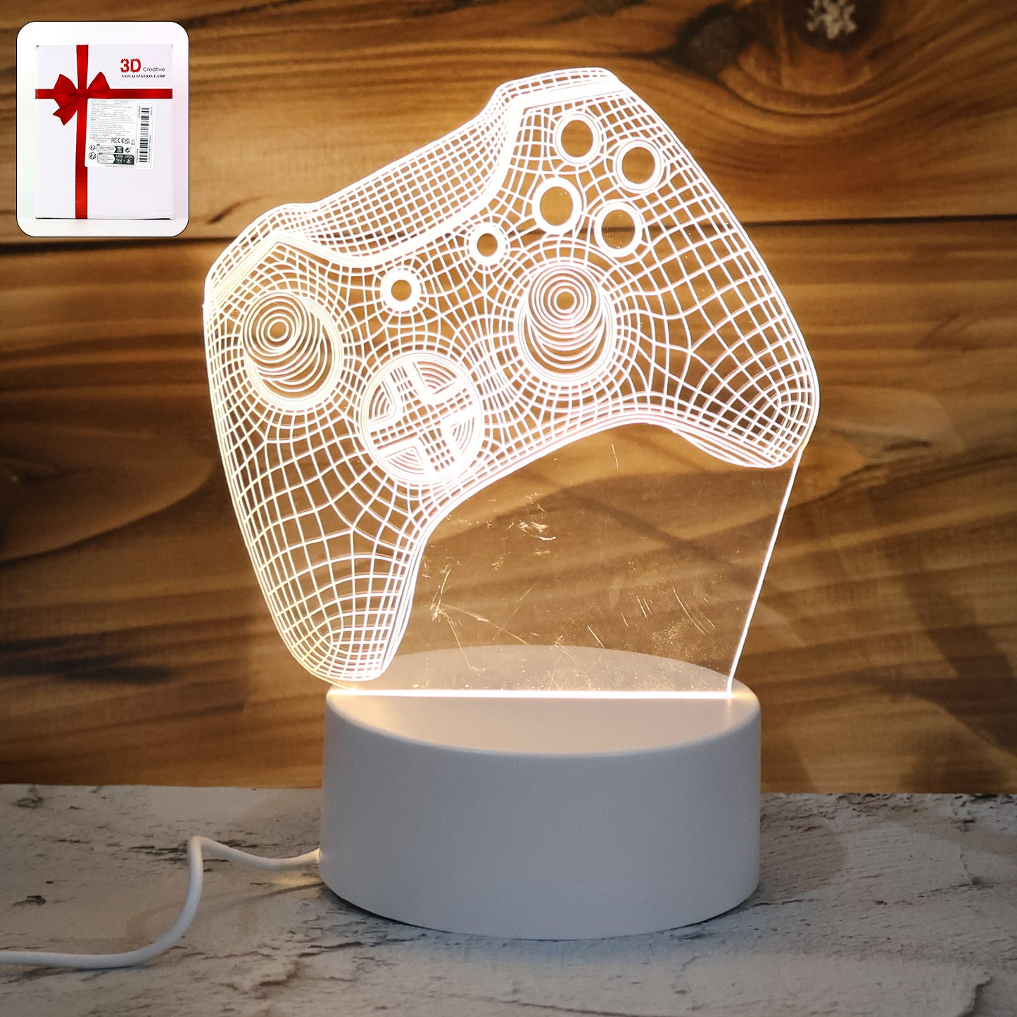 3D Gaming Controller Illusion LED Night Lamp - USB Powered Decorative Light - Happy Price - Image 3