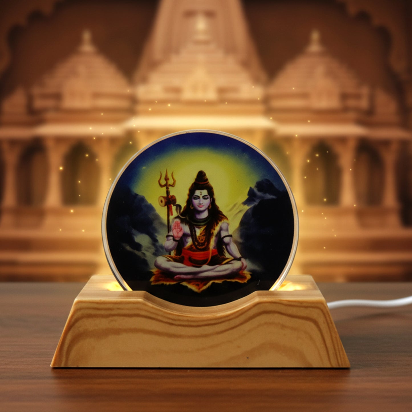 Lord Shiva 3D LED Night Lamp with Wooden Base (1 Pc) - Happy Price - Image 6