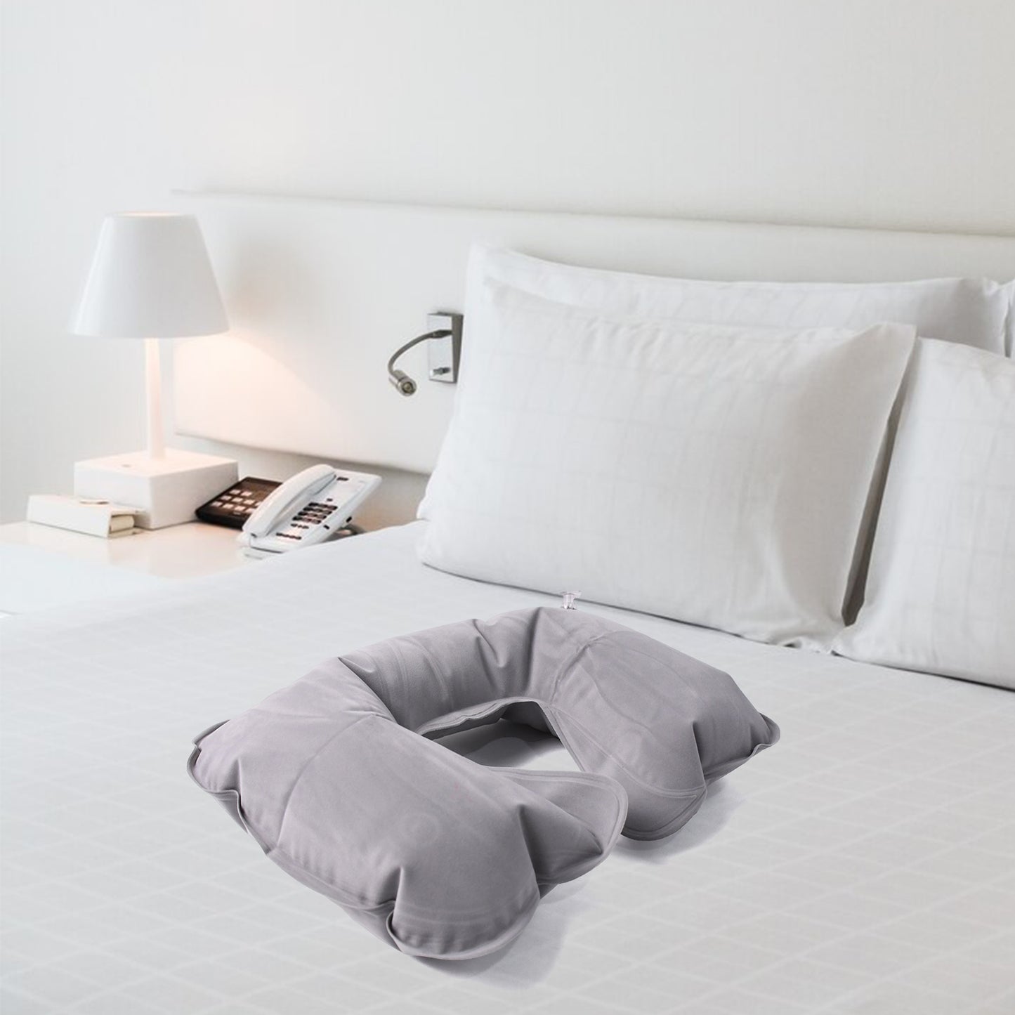 Inflatable Foldable Pillow U Shape Air Cushion Travel Pillow Travel Business Trip Neck Pillow For Long Trips Ideal For Men Women Portable And Perfect For Backpacking Car Camping And Even Airplane Travel - Happy Price - Image 3