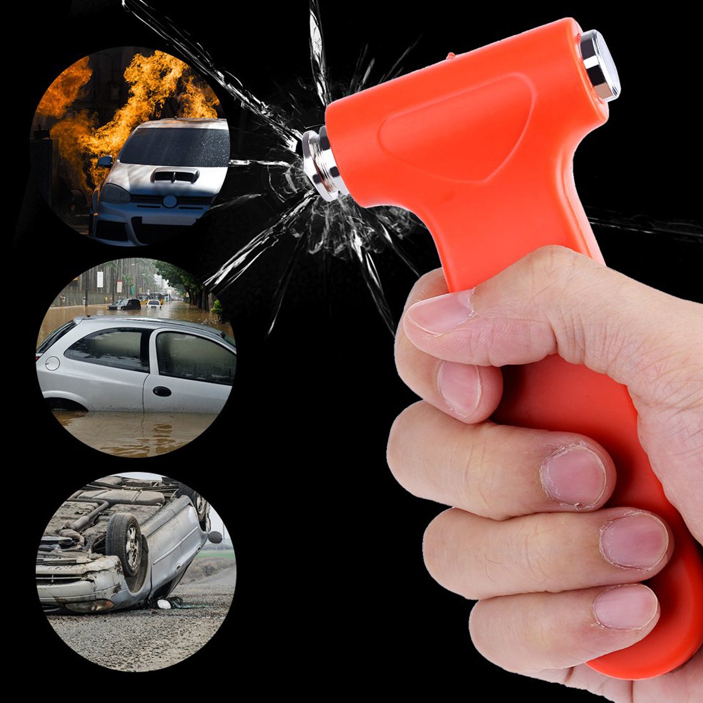 Car Safety Hammeremergency And Rescue Toolcar Window Breaker And Seatbelt Cuttersafety Hammer Emergency Rescue Toolcar Window Breaking Seat Belt Cutter (1 Pc) - Happy Price - Image 2