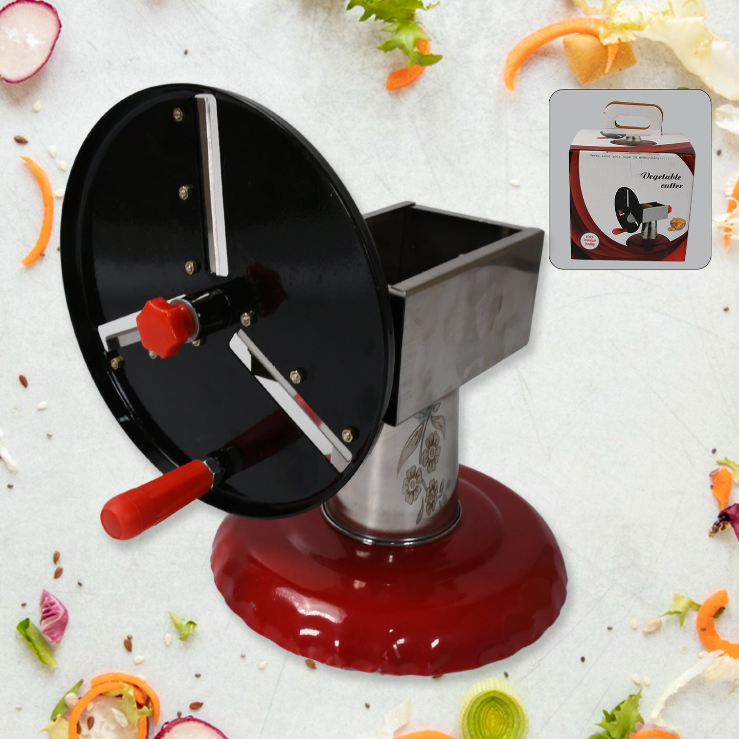 Stainless Steel Chips Maker And Vegetable Slicer For Kitchen Potato Slicer Graters And Chippers. Chips Maker Is Suitable For Vegetable Cuttings. Chips Maker Consist Hard Coated Iron Wheel And Stand. - Happy Price - Image 2