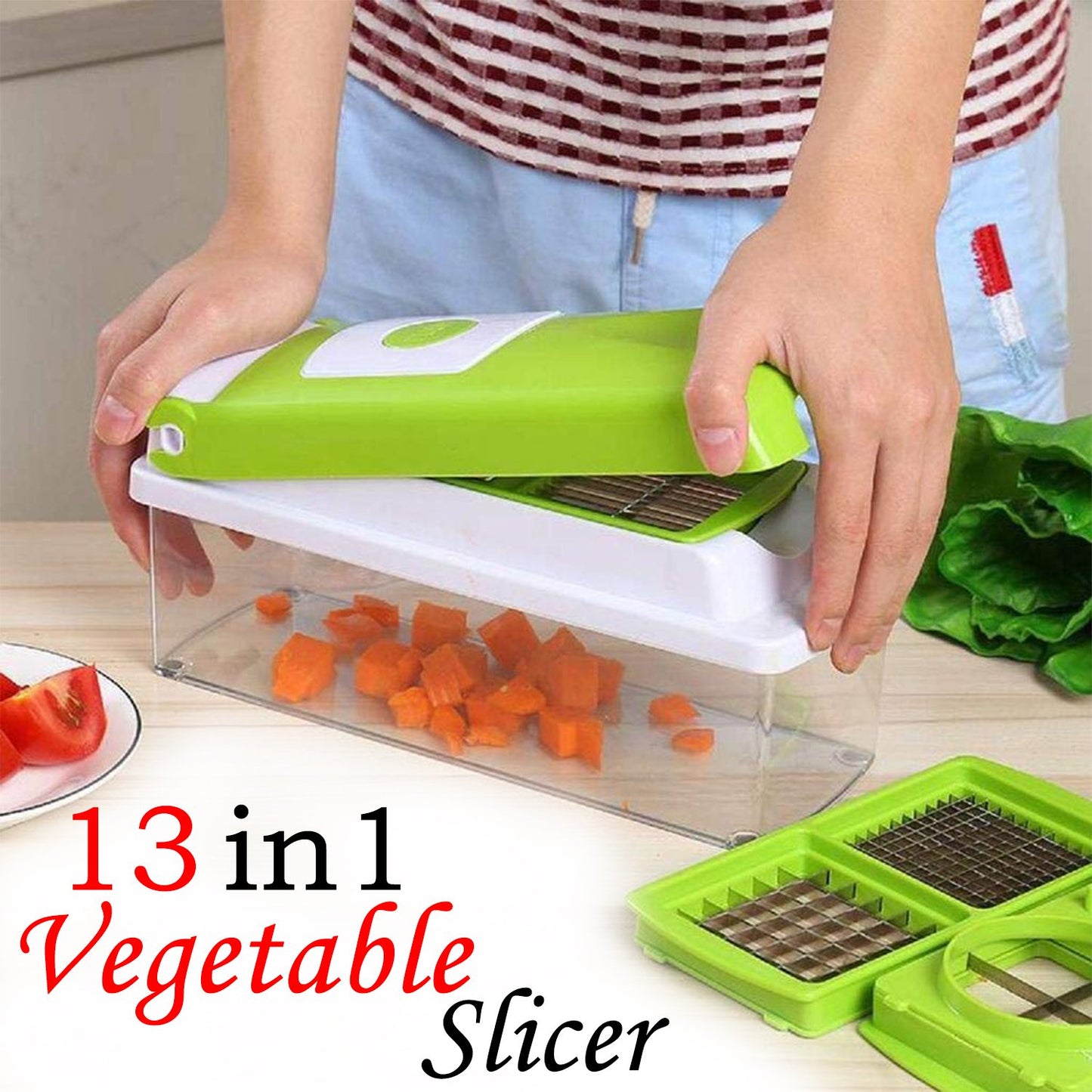 Plastic 13-in-1 Manual Vegetable Graterchipser And Slicer - Happy Price - Image 2