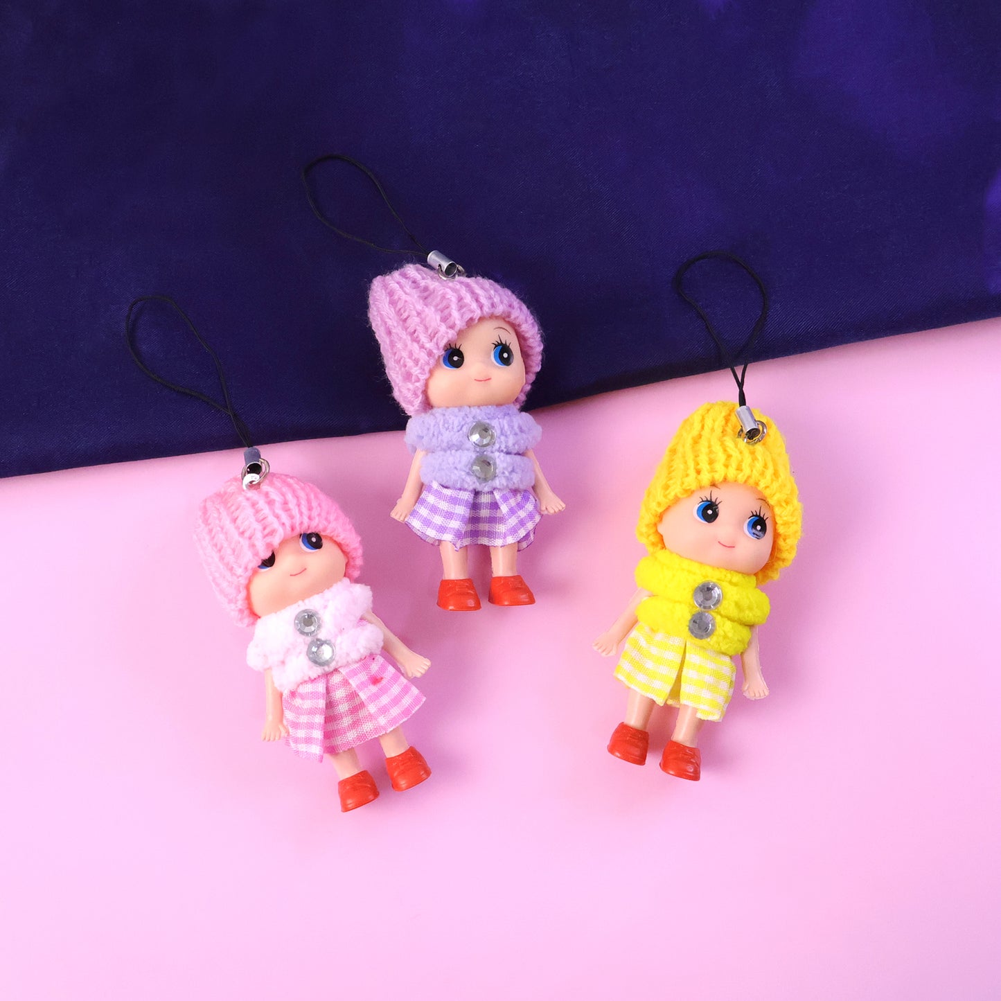 Set of 6 Cute Cartoon Doll Keychains for Bags & Keys - Happy Price - Image 5