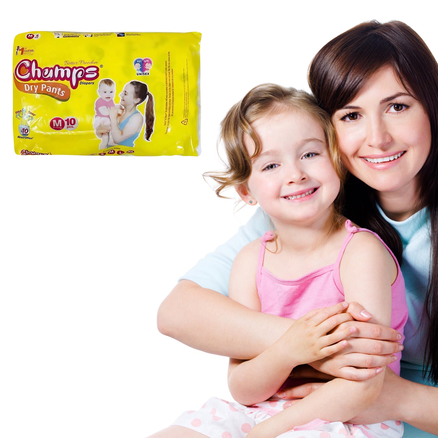 Medium Champs Dry Pants Style Diaper- Medium (10 Pcs) Best For Travel Absorption Champs Baby Diapers Champs Soft And Dry Baby Diaper Pants (M 10 Pcs ) - Happy Price - Image 3