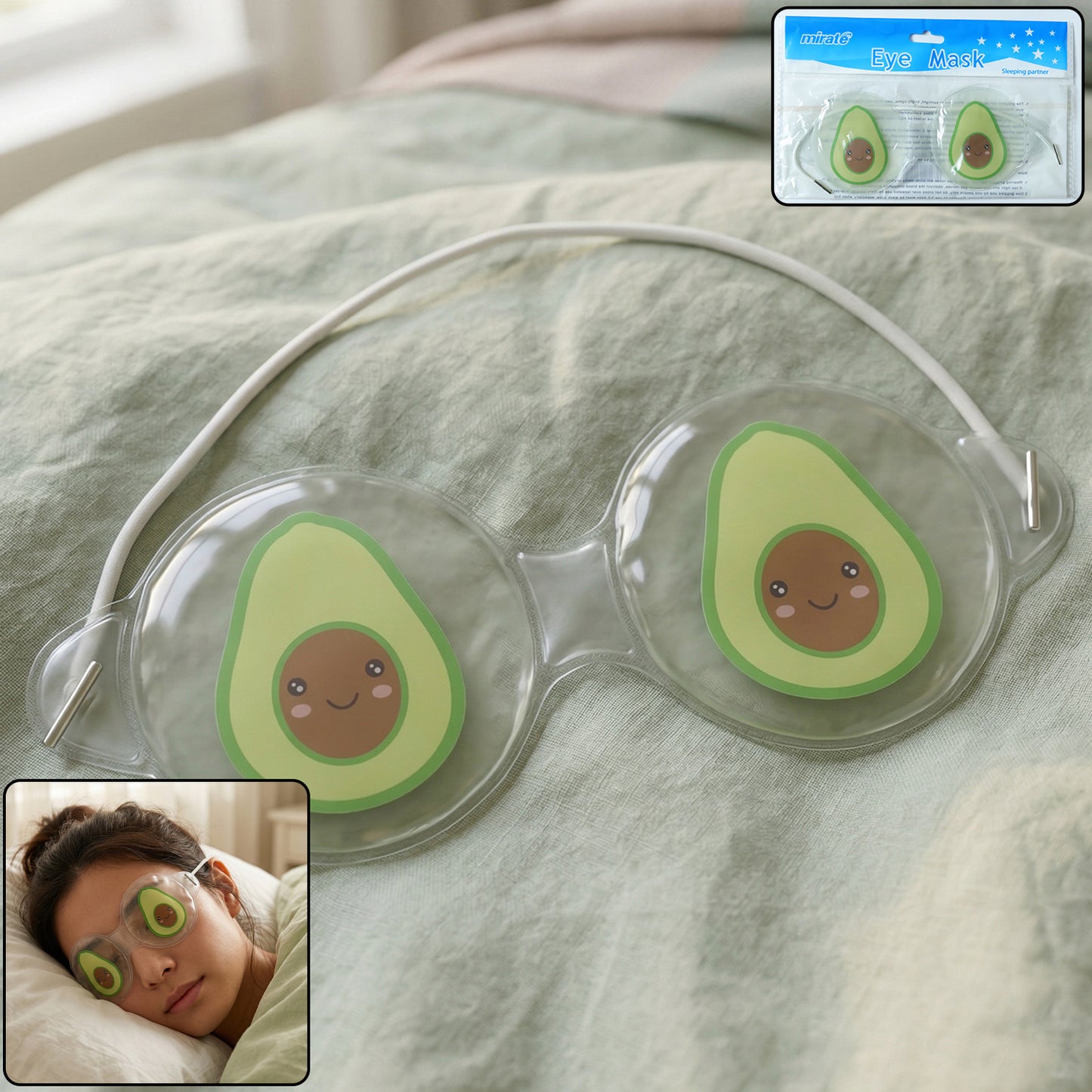 Avocado Design Cooling Gel Eye Mask for Puffy Eyes & Relaxation - 1 Pair - Great Price - Image 2